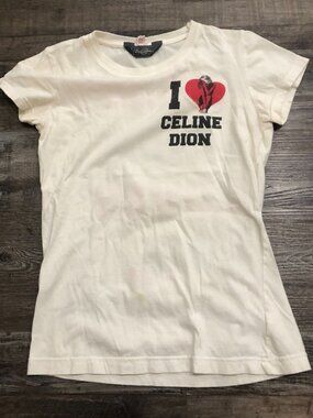 Vtg Vintage I Love Celine Dion She Love Me Double Sided T Shirt Womens Medium